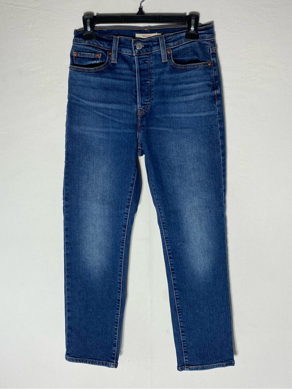 Levis Wedgie Medium Wash Straight High Rise Cropped Jeans 28